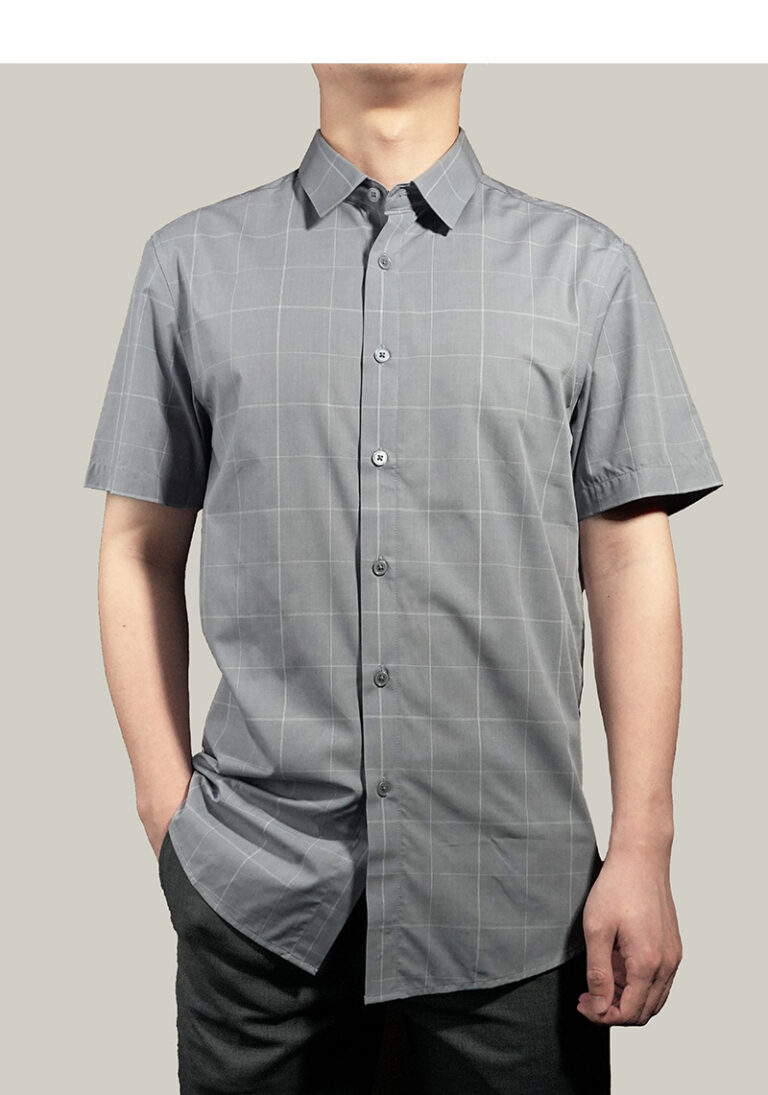 Casual Shirts Men's Short-Sleeve Casual Shirt with Large Check Pattern